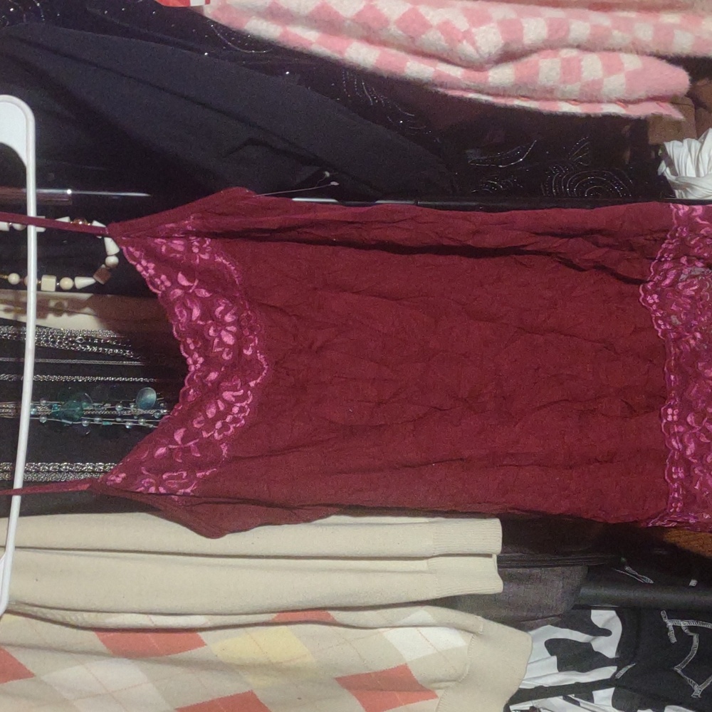 Maurices Burgundy Lace Trim Cami